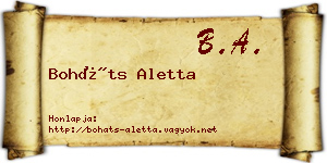 Boháts Aletta névjegykártya
